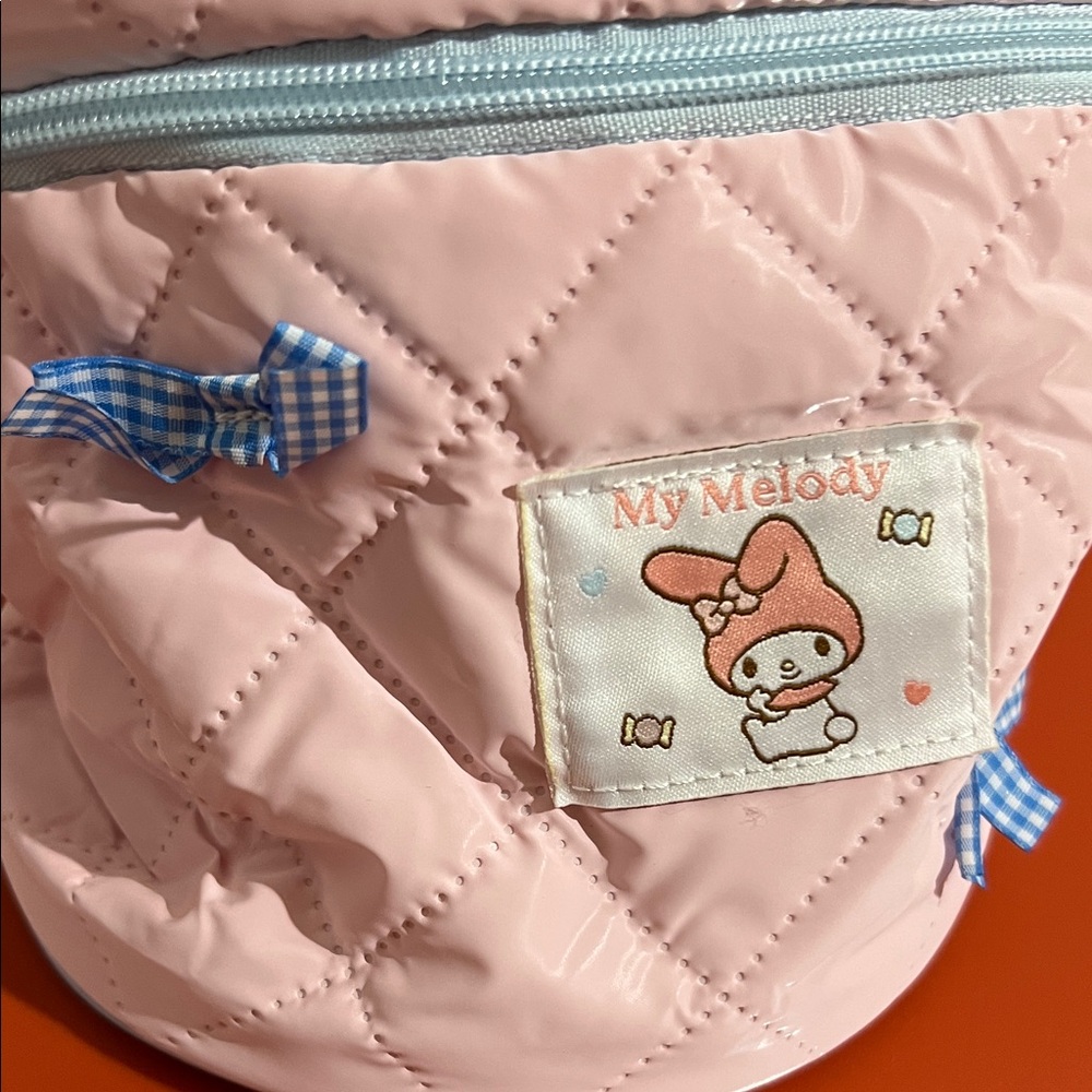 Pink Quilted Kids zipper accessory bag
